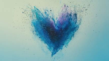 Obraz premium Colorful Heart Shape Created from Blue and Purple Powder Explosion