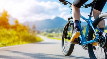 Naklejka premium A person riding bicycle