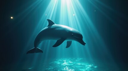 Playful Dolphin Bathed in Light Rays