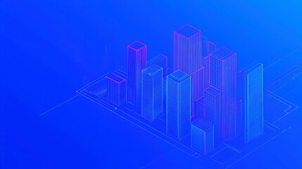 Fototapeta premium Smart Cities Network, interconnected urban landscapes utilizing IoT for efficient communication, featuring clean, minimalistic line art design with ample copy-space for text integration