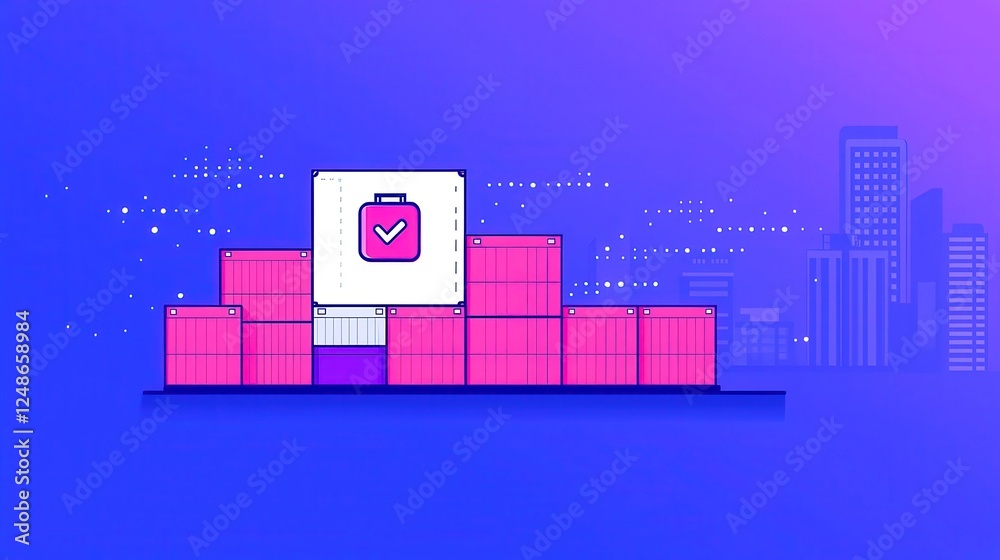 Poster smart supply chain optimization, a modern design showcasing ai integration and big data analytics in