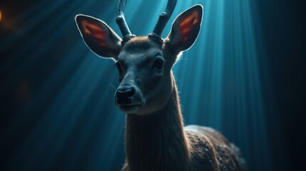 Obraz premium Tranquil Deer in Light Rays