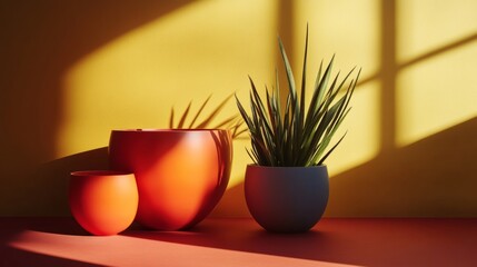 Bright orange decor with sunlight streaming through