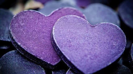 Obraz premium Purple Heart-Shaped Stones for Love and Romance Decor