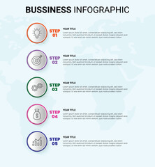 List Diagram with 5 points of steps, colorful business infographic element template vector