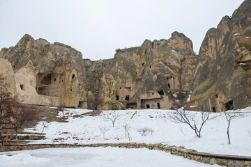 Cappadocia, Goreme Open Air Museum,Turkey - february 11,2017: A view of the Dark Church.