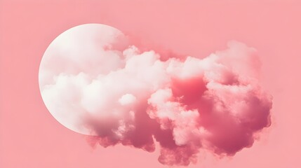 Abstract Pink Smoke Cloud Design: Circular Overlay, Swirling Vapor, Dreamy Pink Haze, Elegant Pastel Texture, Perfect for Backgrounds, Banners,       