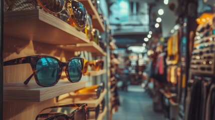 Obraz premium Stylish sunglass display in a modern store