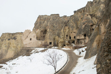 Cappadocia, Goreme Open Air Museum,Turkey - february 11,2017: A view of the Dark Church.