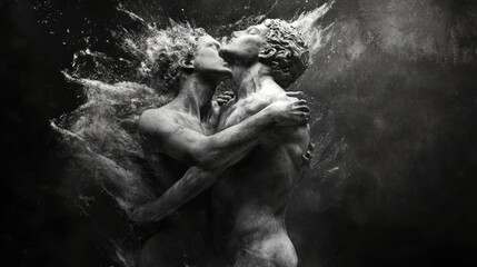 Obraz premium Artistic sculpture of embracing figures in motion
