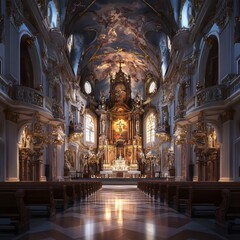 Obraz premium Ornate Baroque-style Interior of a Church
