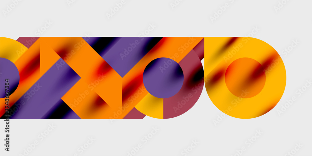Aufkleber Modern abstract background featuring circles, lines, and triangles in a dynamic geometric composition. Perfect for stylish, tech, or creative-themed designs