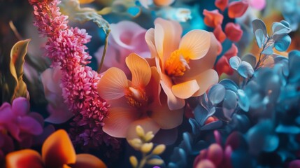 Obraz premium Close-up of vibrant tropical flowers