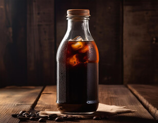 Cold Brew Coffee in a Rustic Glass Bottle with Moody Shadows
