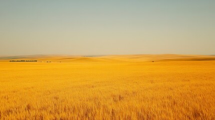 Golden Wheat Field Under a Pale Summer Sky