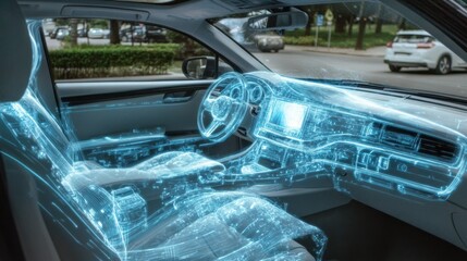 Smart autonomous car replaces traditional automotive technologies, vision of the vehicle of the future