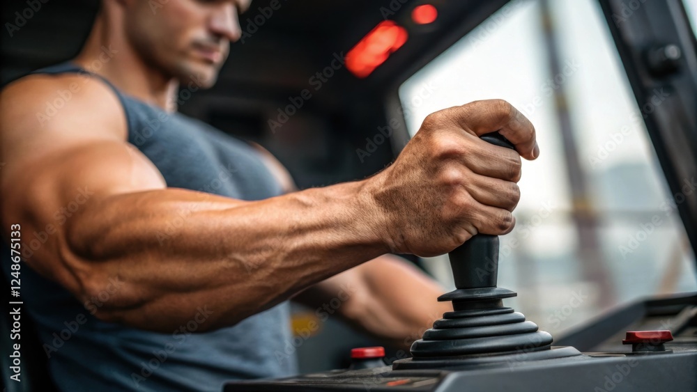Aufkleber A closeup image highlights the tense muscles in a hand as it applies subtle pressure to the joystick showcasing the operators concentration and the dynamic nature of crane