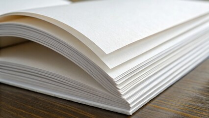 Fototapeta premium A closeup of freshly paper edges revealing the smooth texture and crisp white sheen of the paper showcasing the highquality finish that is integral to professional publishing.
