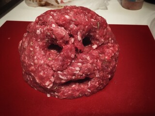 Meat ball shaped like scary head