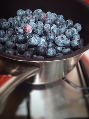 Fresh blueberries in a pot