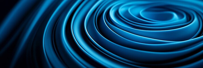 Obraz premium Abstract Blue Rings and Vortex Wallpaper Design - This image features a smooth flowing design with deep blue tones, symbolizing tranquility, depth, motion, and elegance.