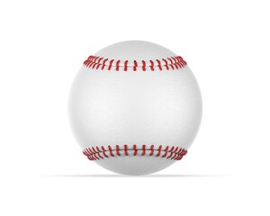 Blank white baseball leather ball with red seam mockup on isolated white background, 3d illustration