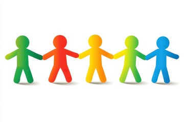 Colorful Paper People Holding Hands in a Diverse Community Theme