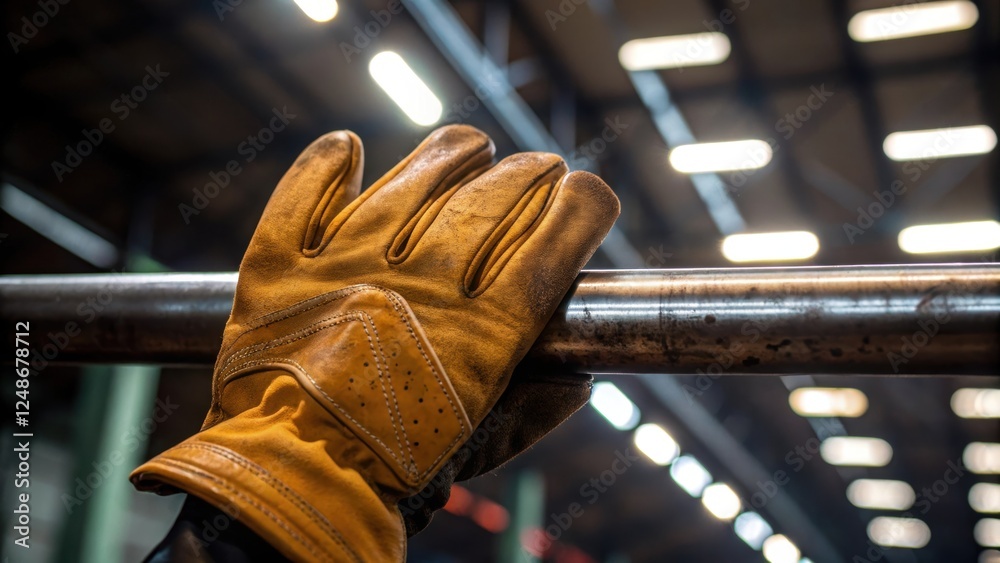 Poster a closeup reveals the texture of the gloves emphasizing the punctures and heat marks while the steel