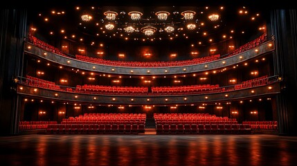 Fototapeta premium Empty theater, stage, auditorium, lights, performance