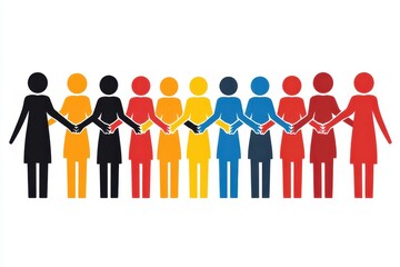 Colorful Diverse Community Holding Hands in Unity and Togetherness