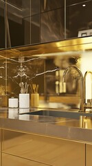 Opulent Gold Kitchen Design with Exquisite Details
