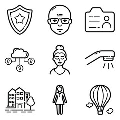 Essential Flat Icon Set Isolated On White Background