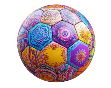 vibrant soccer ball with intricate patterns and bright colors, showcasing unique design that captures attention and adds excitement to game
