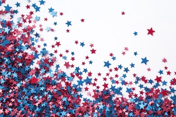 4th of July Celebration with Star Confetti on Pastel Blue Background