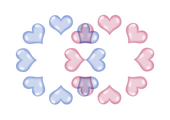 Valentine's day concept with hearts and love symbols. illustration.