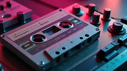 Audio cassette tape on black and white backgrounds