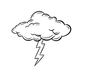thunder cloud digital illustration drawing isolated