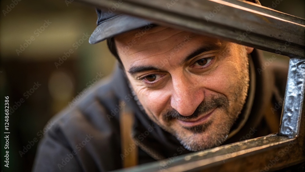 Aufkleber a medium closeup of the artisans face revealing deep concentration and a hint of a smile as they car