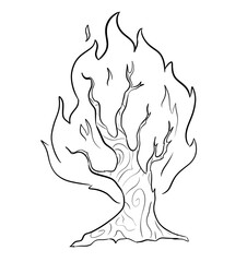 burning tree digital illustration drawing isolated