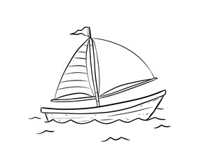 sailing boat digital illustration drawing isolated