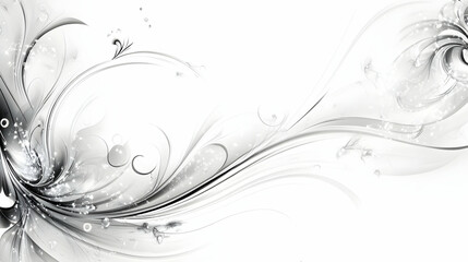 Abstract grayscale floral design, swirling pattern, white background, website header