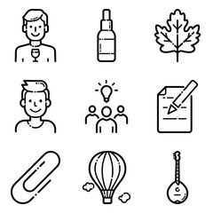 Essential Flat Icon Set Isolated On White Background