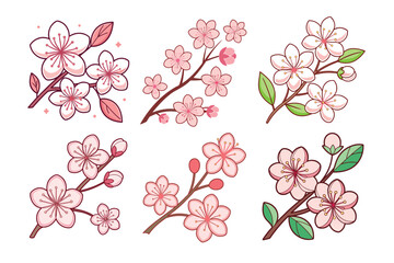 A Bundle of Cute Cherry blossoms vector cartoon illustration Easter day