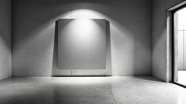 An empty room with spotlights and an empty frame