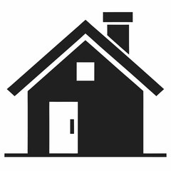 Simple Black Silhouette of a Home