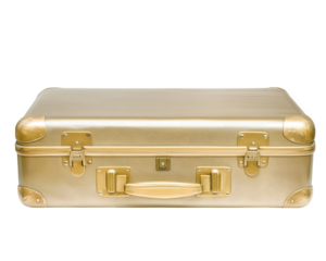 suitcase with sleek metallic finish, perfect for stylish travel. Its elegant design and sturdy construction make it ideal choice for any journey
