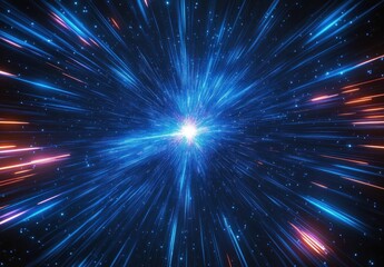 Naklejka premium Warp Speed Light Journey Through Cosmic Portal in Futuristic Space Travel