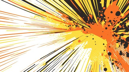 Abstract Colorful Explosion Graphic Design with Radial Lines and Spots