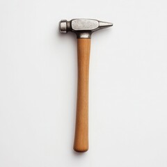 A simple yet striking photograph of a single hammer against a clean, white background.