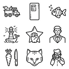 Essential Flat Icon Set Isolated On White Background